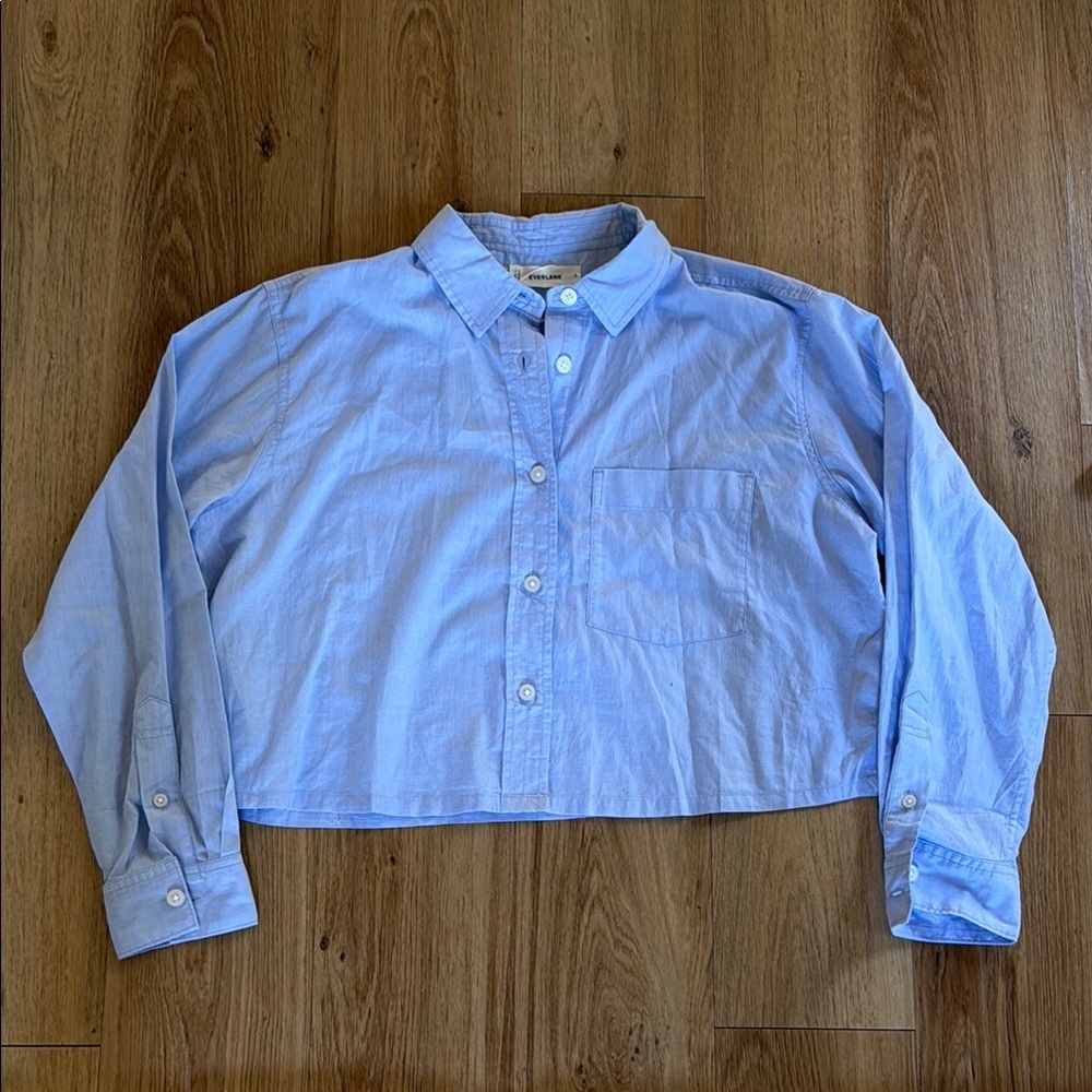 Everlane Sky Blue Cropped Button Down Shirt